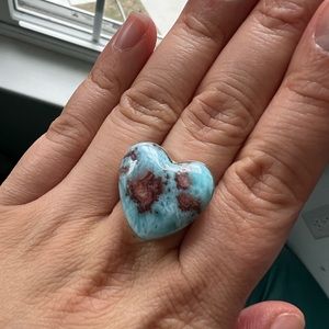 Beautiful genuine heart shape Larimar ring